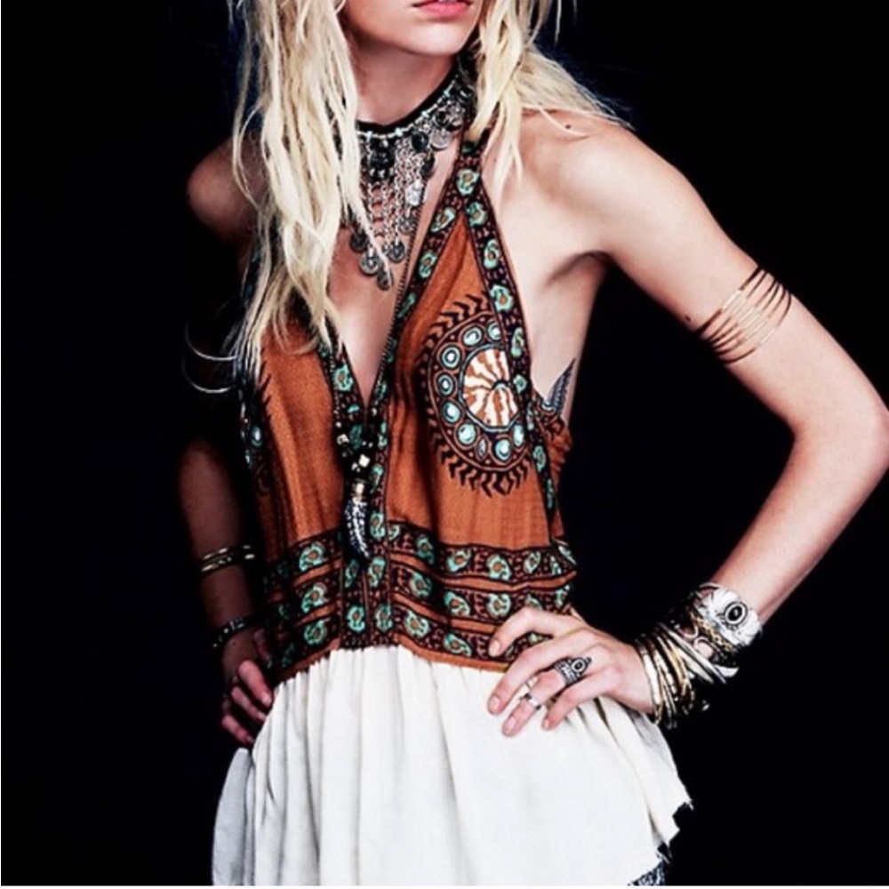 Free People Campo Grande Halter Top Boho Tank Never Worn